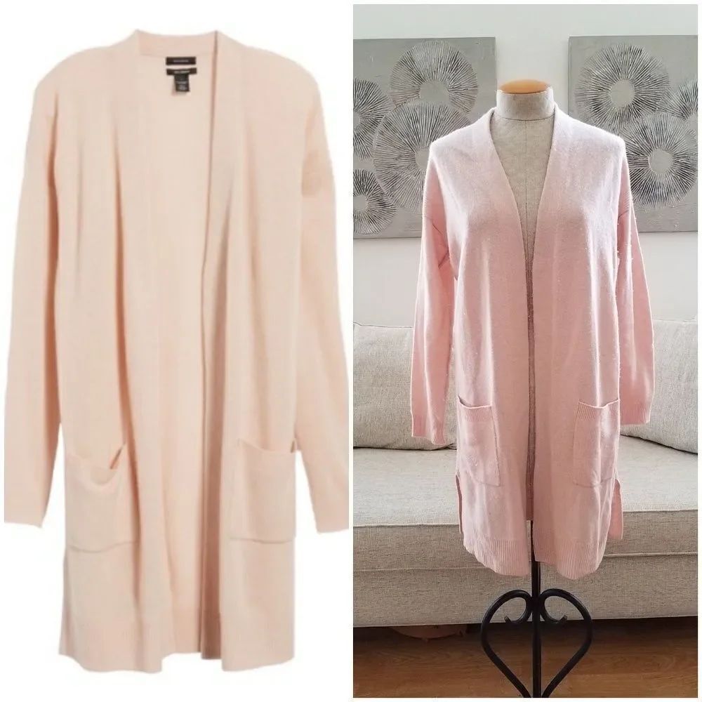 Halogen Rib Knit Wool & Cashmere Cardigan Sz M